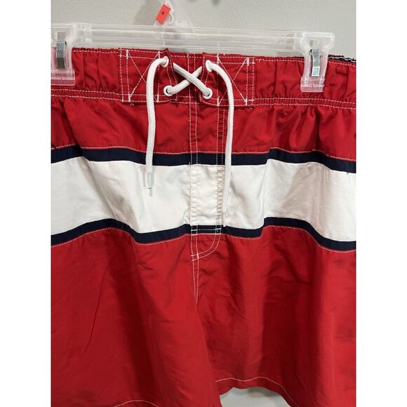 Faded Glory Men's 3X Swim Trunk Shorts Red/White/Blue Tie String Elastic Waist - Picture 2 of 4